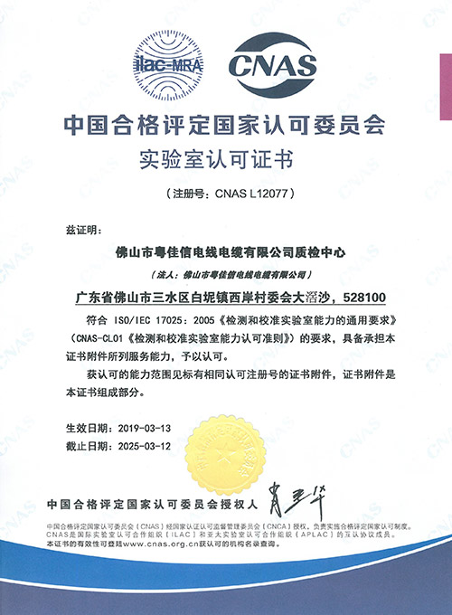 CNAS认可证书中文28X38CM